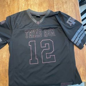 Men's Colosseum #12 Black Texas A&M Aggies Blackout Football Jersey